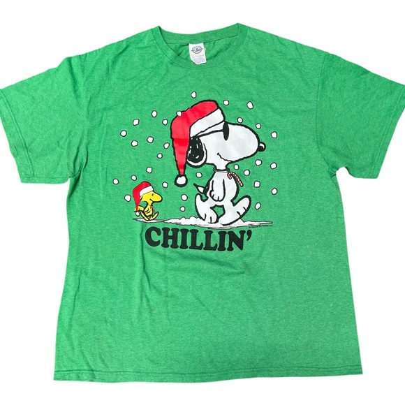 Vintage Snoopy & Woodstock CHILLIN  Christmas Graphic Tee XL - Picture 1 of 7